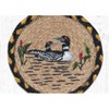 Earth Rugs Loon Round Braided Jute Coaster – 7"x7" Hand-Stenciled Rustic Lodge Accent - 2 of 3