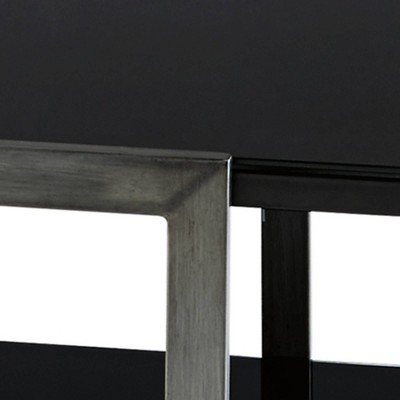 Rollynx Black Glass and Metal 3-Piece Coffee Table Set