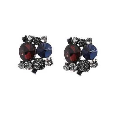 SOHI Women's Multicolour Crystal Textured Stud Earrings