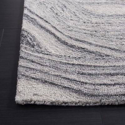 Handmade Tufted Dark Grey and Black Abstract Wool Rug