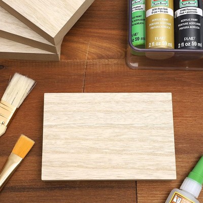Unfinished MDF Wood Rectangle Blocks for DIY Crafts, 4 Pack