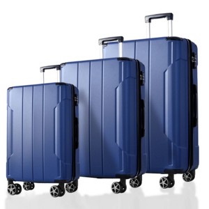 Syemin Luggage Luggage Sets 3 Piece Expandable Hard shell ABS Suitcases with Double Spinner Travel luggage Set TSA Lock, Blue, 18.5"*11.6"*29.5" - 1 of 4