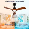 Wanze of Ocean 42 in. Smart Black Solid Wood Brown Blades 2-Size Downrod Mount Standard Ceiling Fan with 3-Color Dimmable LED Light - 4 of 4