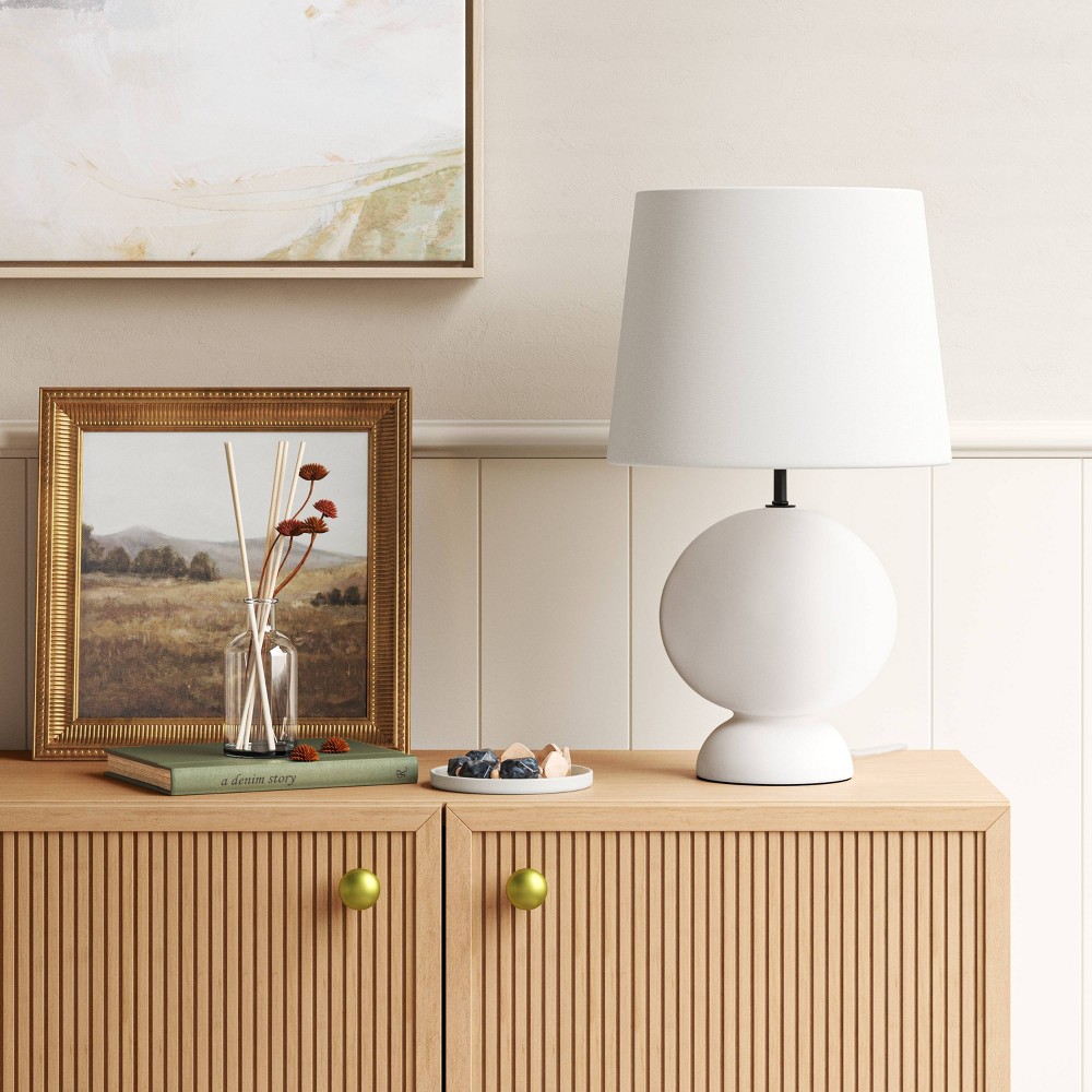 Photos - Floodlight / Street Light Ceramic Geo Table Lamp with Tapered Shade Off-White (Includes LED Light Bu