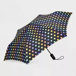 ShedRain Polka Dots Auto Open Auto Close Compact Umbrella - Rainbow