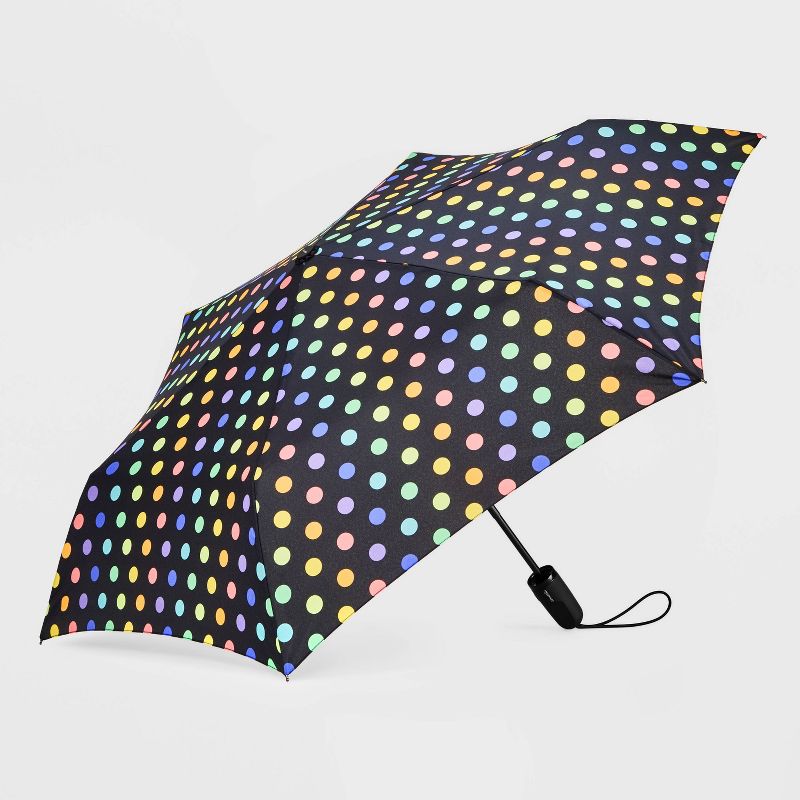 ShedRain Polka Dots Auto Open Auto Close Compact Umbrella - Rainbow, 1 of 6