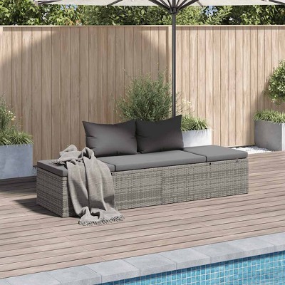 vidaXL Lounge Bed Gray and dark gray Polyethylene rattan