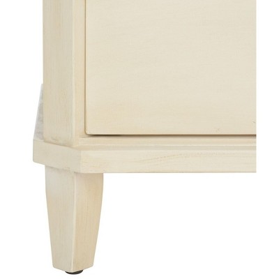 Transitional White Wood & Metal Nightstand with 3 Storage Drawers