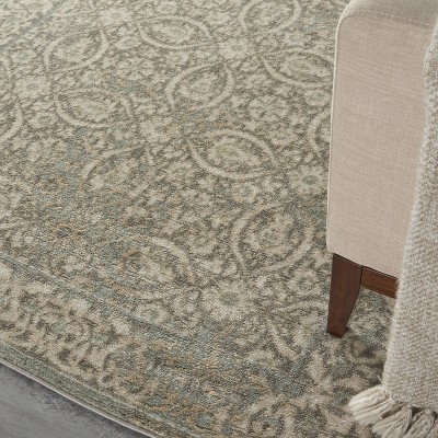 Serene Gray Floral Medallion 63'' Synthetic Area Rug