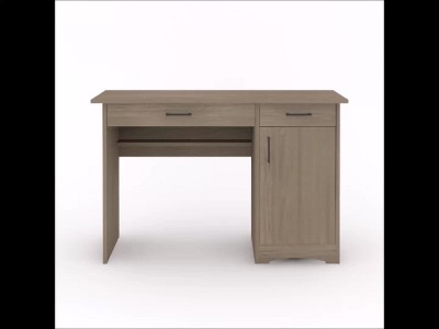 Silver Sycamore Wood Office Desk with Drawer and Keyboard Tray