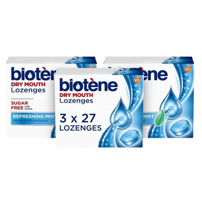 Biotene Dry Mouth Lozenges for Fresh Breath Refreshing Mint - 27ct/3pk