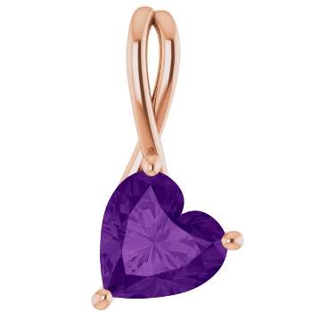 Pompeii3 2ct Amethyst Women's Heart Pendant in 14k Gold Necklace 6mm Tall