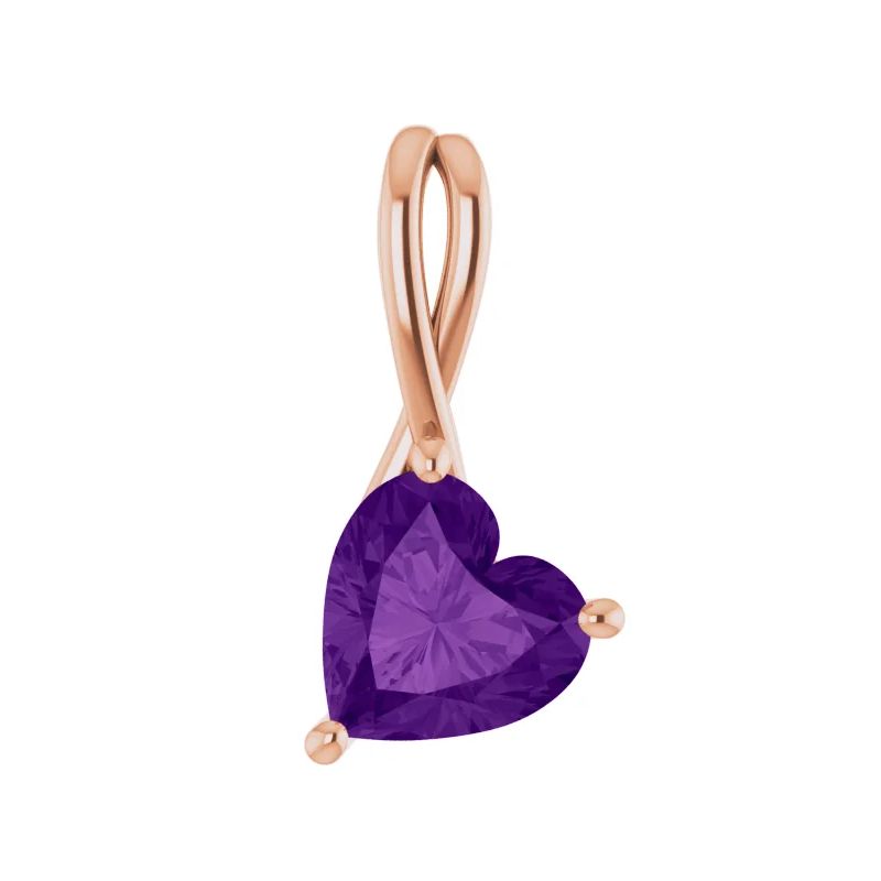 Pompeii3 2ct Amethyst Women's Heart Pendant in 14k Gold Necklace 6mm Tall, 1 of 5