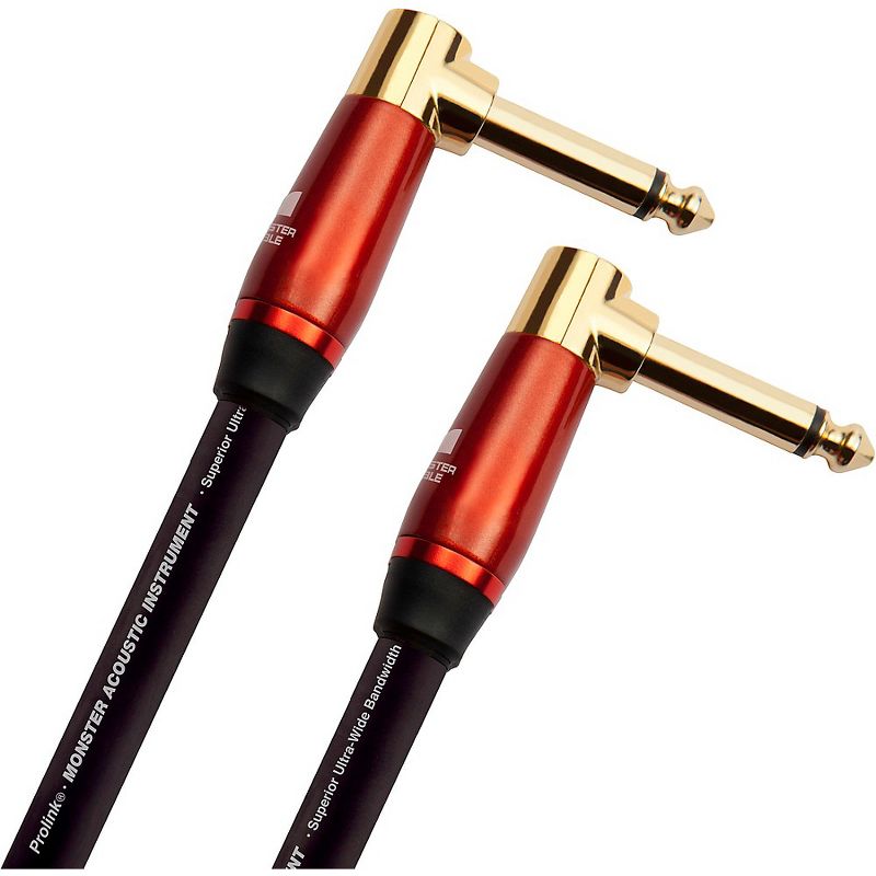 Monster Cable Prolink Acoustic Pro Audio Instrument Cable, Right Angle to Right Angle 8 in. Black, 1 of 5