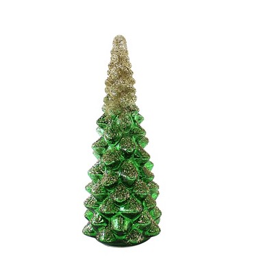 Christmas 12.0" Medium Green And White Tree Lighted Glittered  -  Decorative Figurines