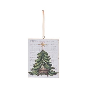 Transpac Hand Painted MDF Christmas Tree with Manger Ornament Multicolor Indoor Holiday Decor Gift Giving and Celebrations - 1 of 1
