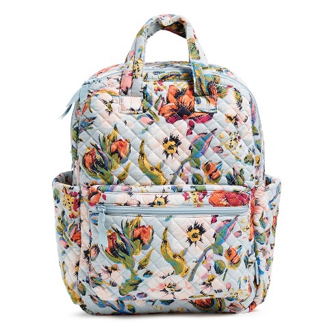 Vera Bradley Women's Cotton Campus Backpack, Rosa Floral - Recycled Cotton,  One Size