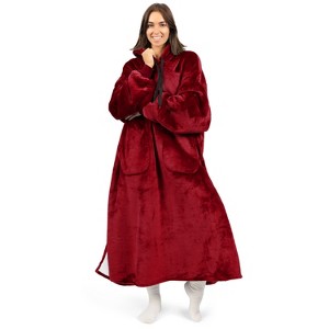 PAVILIA Wearable Blanket Hoodie Adults, Faux Shearling Cozy Oversized Hooded Sweatshirt, Warm Fleece Two Pockets - 1 of 4