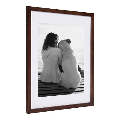 Walnut Brown Classic Wood Wall Frame Set 15x19"