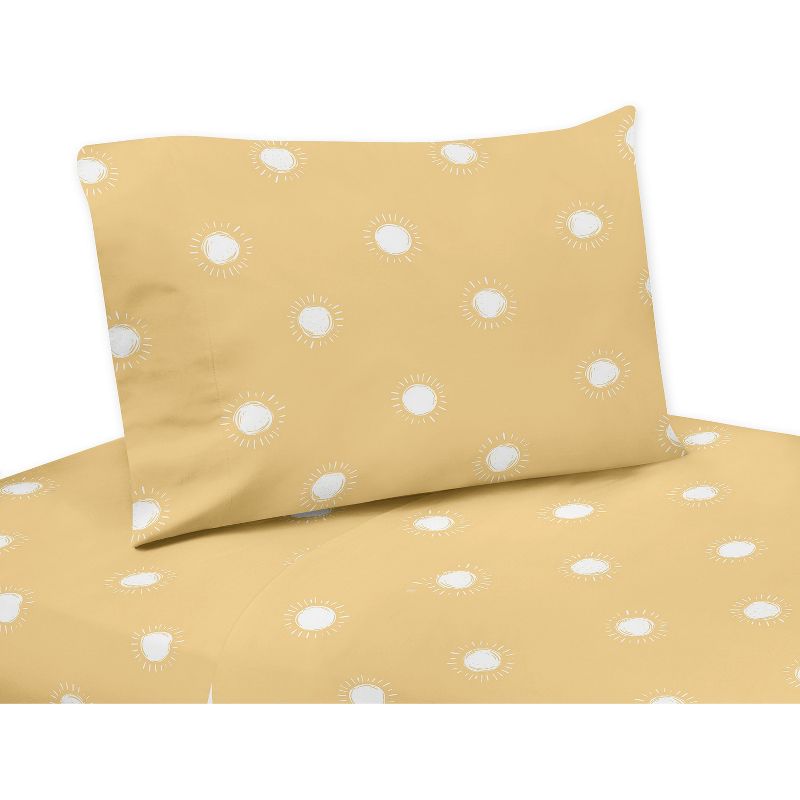 Sweet Jojo Designs Gender Neutral Unisex Kids Twin Sheet Set Boho Sun Yellow and White 3pc, 1 of 6