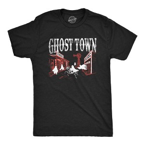 Mens Ghost Town T Shirt Funny Halloween Bed Sheet Ghosts Joke Tee For Guys - Crazy Dog Men's T Shirt - 1 of 4