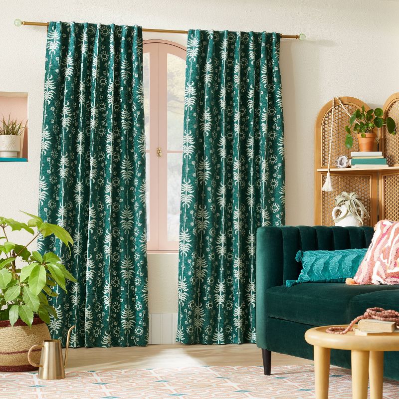 1pc Blackout Palm Frond Chenille Jacquard Window Curtain Panel - Opalhouse™ designed with Jungalow™, 3 of 10