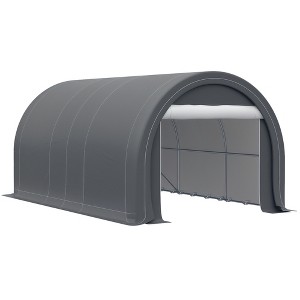 10' x 16' Carport, Heavy Duty Portable Garage Storage Tent with Large Zippered Door, Anti-UV PE Canopy Cover for Car, Truck, Boat, Motorcycle - 1 of 4