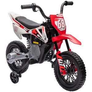 Qaba Kids Motorcycle with Twist Grip Throttle, 12V Electric Motorcycle with Training Wheels, Rear Suspension, Music for Aged 3-6 Years - 1 of 4