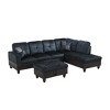 AndMakers 103.5 in. W Square Arm 3-piece L Shaped Polyester Modern Sectional Sofa in Dark Blue with Storage - 3 of 4