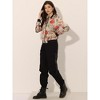 INSPIRE CHIC Women's Stand Collar Floral Prints Zip Up Lightweight Short Jacket - 3 of 4