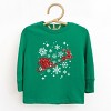Santa Sleigh Glitter - Kids Youth Long Sleeve Tee and Kids Toddler Long Sleeve Tee - 2 of 2