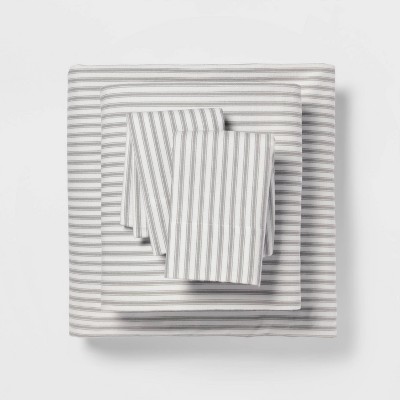 King Fall Pattern Flannel Sheet Set Gray Stripe - Threshold™