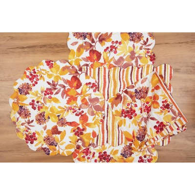 Autumn Leaves Quilted Cotton Table Runner in Warm Fall Colors