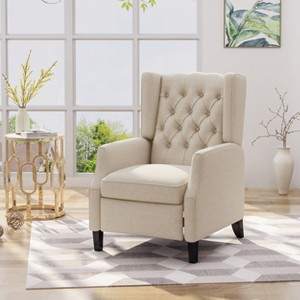 Modern Wingback Manual Recliner with Solid Wood Legs Accent Chair for bedroom living room-Christopher Knight Home - 1 of 4