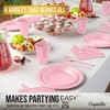 Crown Display 182 Pc Plastic Dinnerware Set: Includes 26 Each of 9''  Plates Disposable, 7'' Dessert Plates, 12oz Cups Napkins & Cutlery - 2 of 4