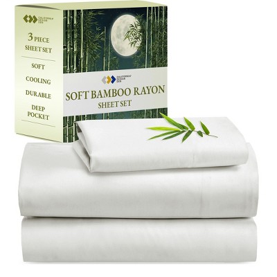Soft Silk-Like Cooling Bed Sheets, Deep Pocket Sheets Set by California Design Den