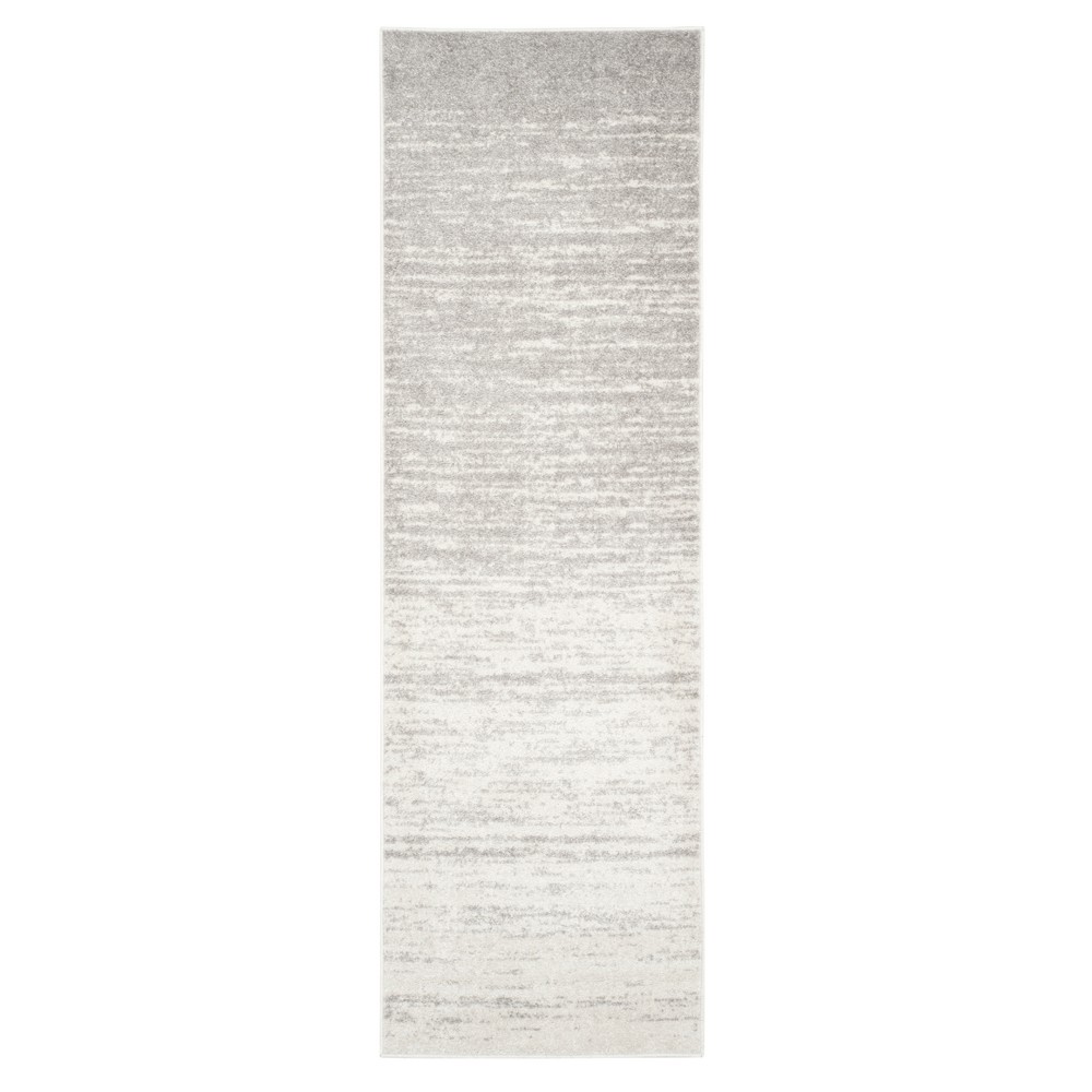 Ivory/Silver Solid Loomed Runner 2'6inx18' - Safavieh