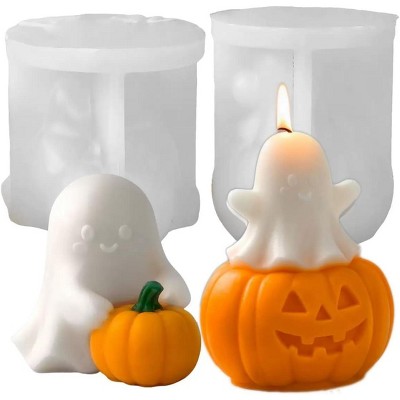 JDICTION Halloween Ghost & Pumpkin Silicone Molds - 2PCS Candle/Resin Molds for Party Decor