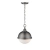 Peyton Retro Two-Light Pendant - Antique Nickel, 11.25" Globe Lantern, Dimmable, Damp Rated - 4 of 4