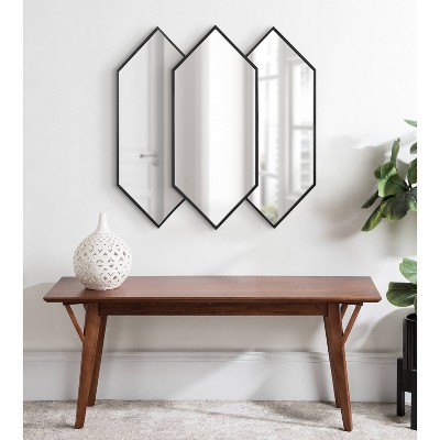 Diaz Hexagonal Black and Gold Stacked Wall Mirror Set