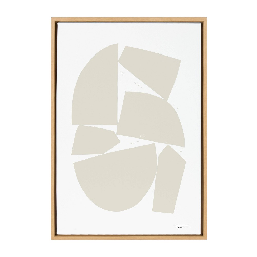 Photos - Other Decoration 23" x 33" Sylvie Constructed I Neutral by Statement Goods - Kate & Laurel: Abstract Geometric Wall Art, Beige Framed Canvas