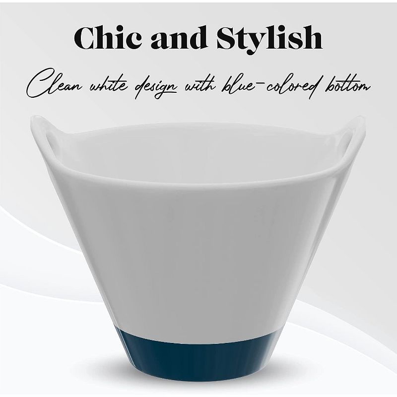 American Atelier Stoneware Ramen Bowl w/ Chopsticks, Set of 2, Udon Noodle Handled Bowls, 25 Oz Miso Soup Bowl, Handles/Chopstick Rest, White & Blue, 3 of 8