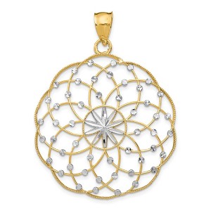 Black Bow Jewelry 14k Yellow Gold & White Rhodium Scalloped Ornate Pendant, 38mm - 1 of 4