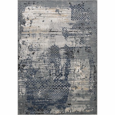 Hauteloom Waterboro Navy&Gray Abstract Area Rug
