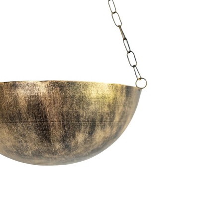 Antique Brass Semicircular Hanging Wall Planter with Chain