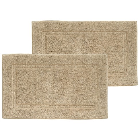 Mdesign 100% Cotton Bath Mat, Hotel-style Bathroom Floor Rug, 2 Pack,  Linen/tan : Target