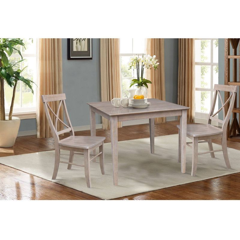 Set of 3 36"x36" Dining Table with 2 X Back Chairs - International Concepts, 6 of 8