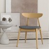 Coolbibila Casual Kitchen Dining Chairs Set Of 2,Fabric Upholstered Seat And Wood Frame Round Legs, Armless Curved Back Dining Chair - 3 of 4