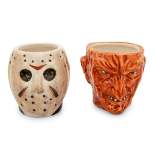 Silver Buffalo Freddy vs. Jason Faces 4-Ounce Sculpted Ceramic Mini Mugs | Set of 2