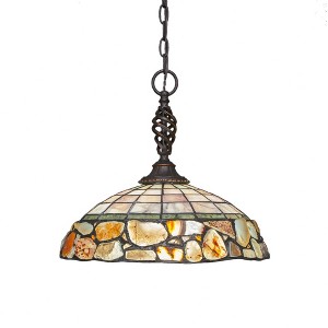 Toltec Lighting Elegante 1 - Light Pendant in  Dark Granite with 16" Cobblestone Art Glass Shade - 1 of 1